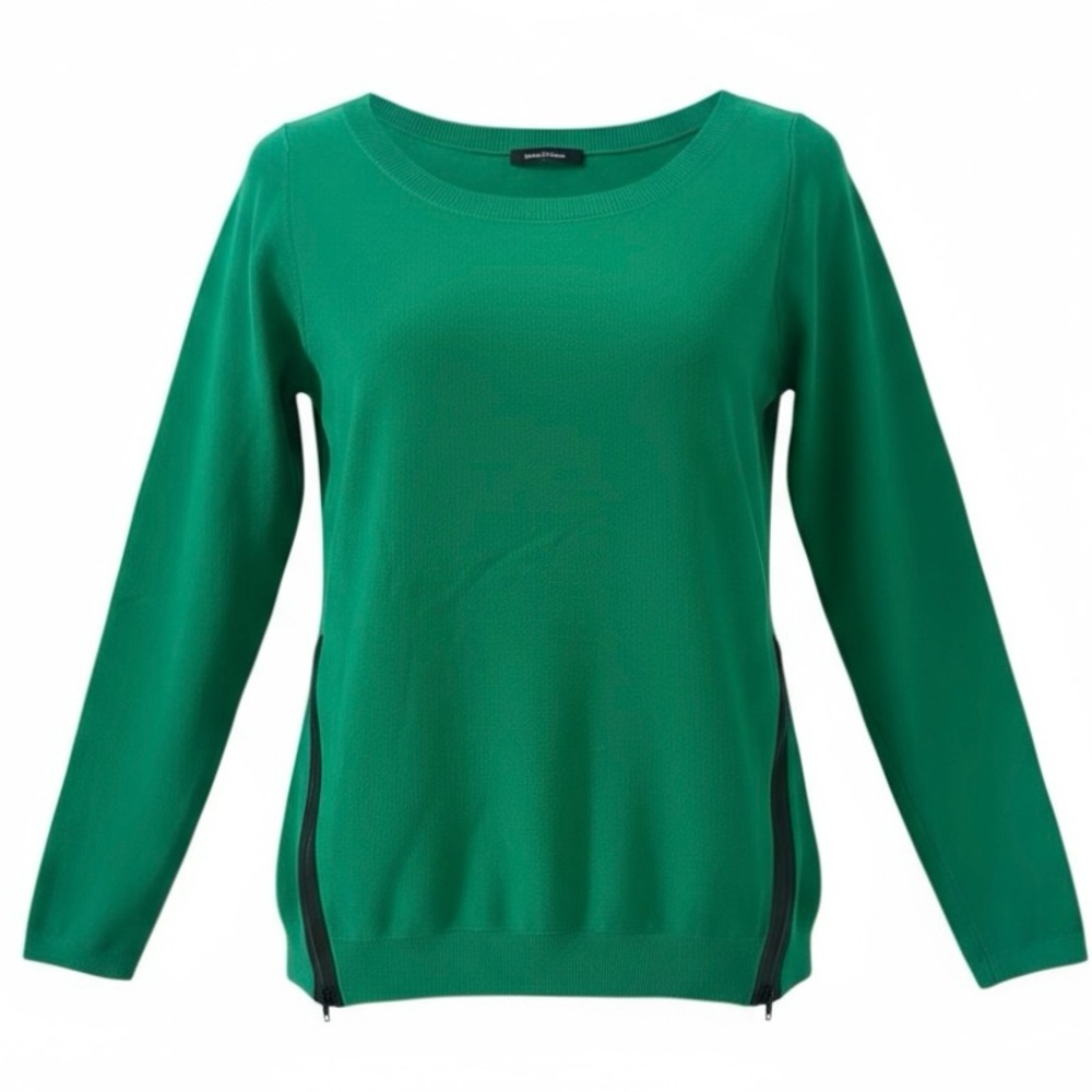 Bebe Vibrant Green Long Sleeve Contrast Zipper Sweater Size Medium